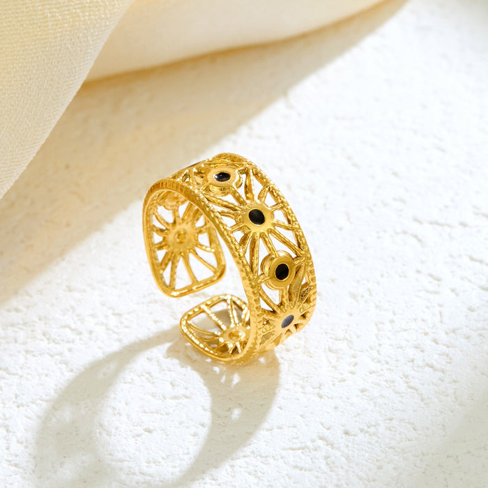 Wholesale stainless steel and titanium steel gold-plated geometric openwork rings