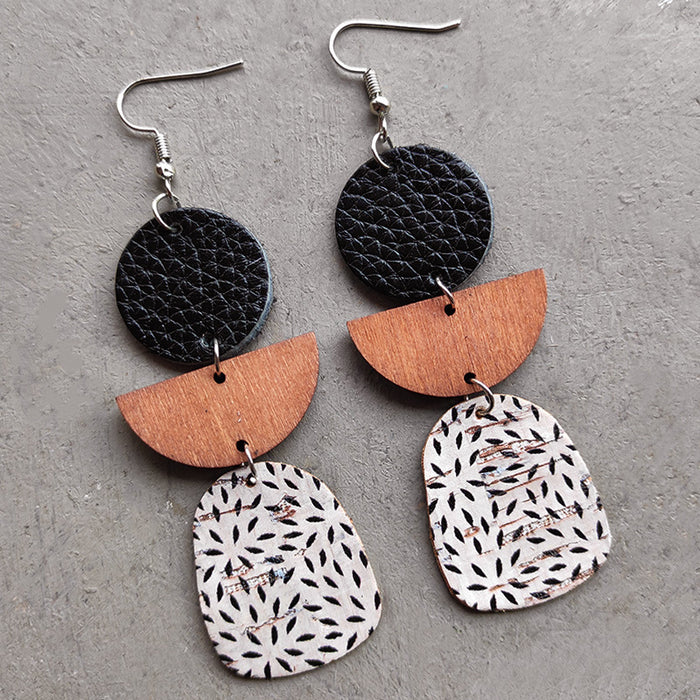 Wooden leopard print earrings