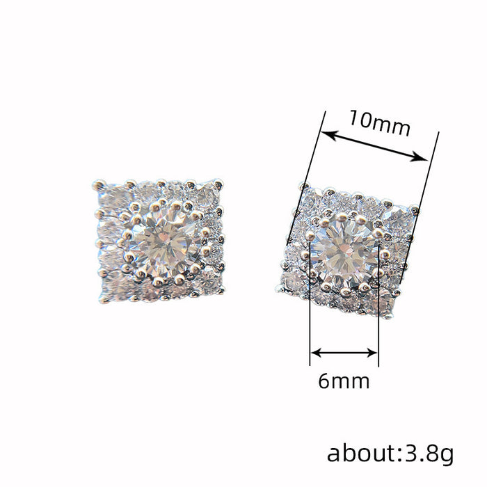 Shiny textured earrings, versatile diamond earrings