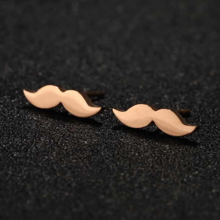 Mustache Stainless Steel Stud Earrings - Fun and Stylish Hip-Hop Jewelry