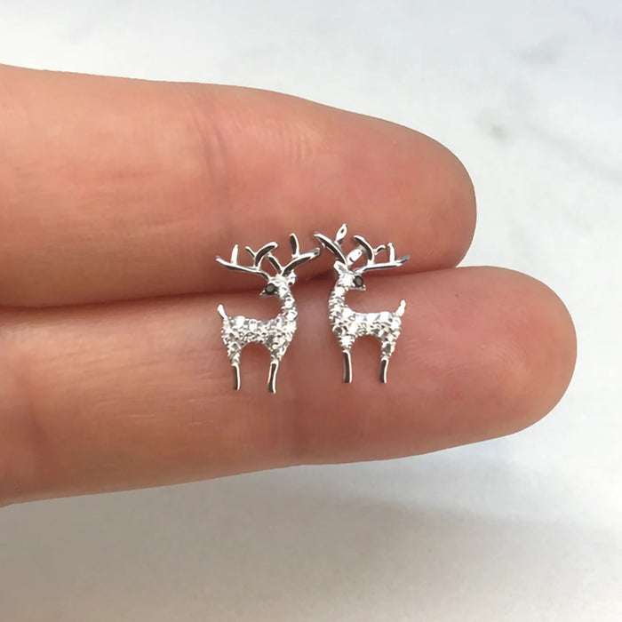 Geometric zircon deer earrings Christmas gift earrings fashion inlaid earrings