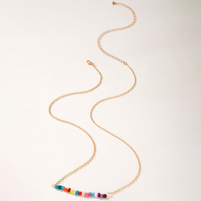Colorful beads bohemian candy color single loop waist necklace