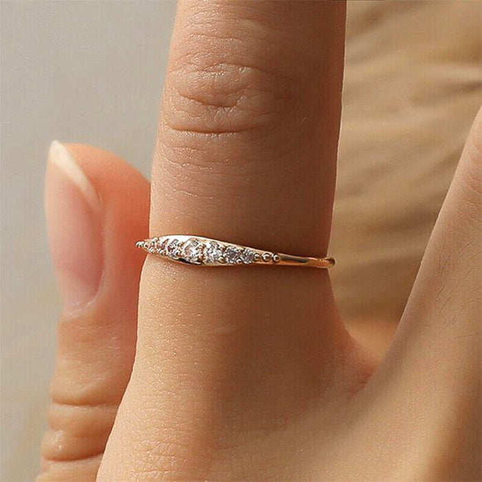 Simple zircon couple diamond ring versatile temperament electroplated diamond ring