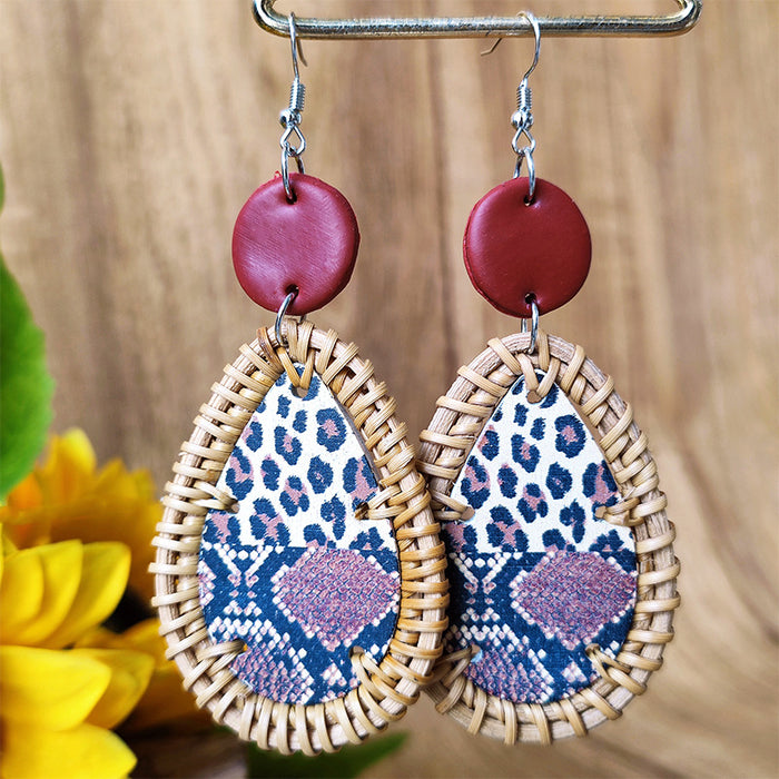 Wooden leopard print earrings