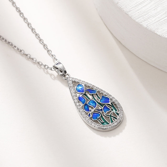 Handmade enamel dripping glue flower pendant women's necklace