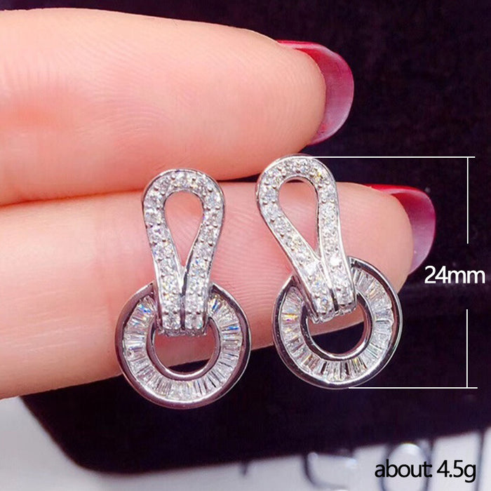 Women's exaggerated circle earrings with zircon