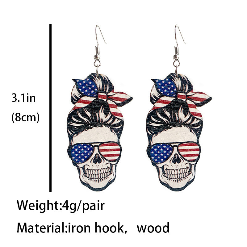 Wooden patriotic Independence Day earrings