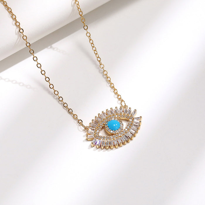 Punk style evil eye pendant necklace for women