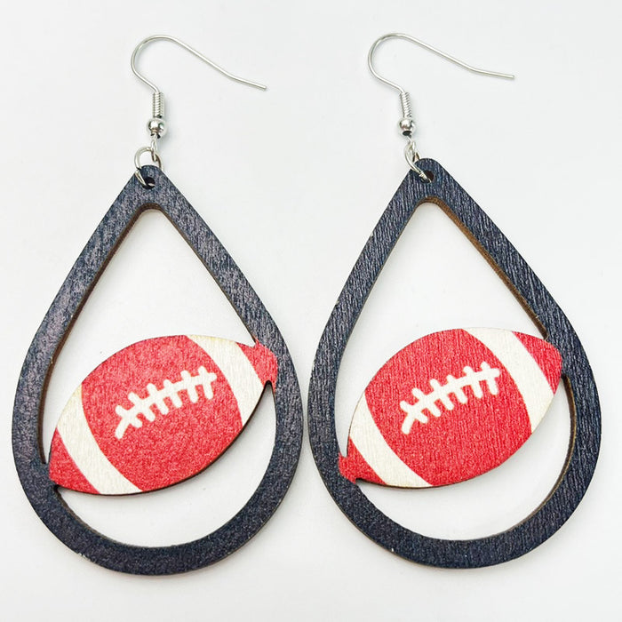 Wooden Rugby Earrings