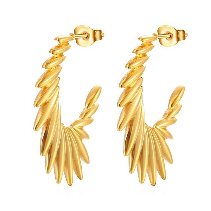 Angel Wings Stainless Steel Earrings Simple for Daily Wear