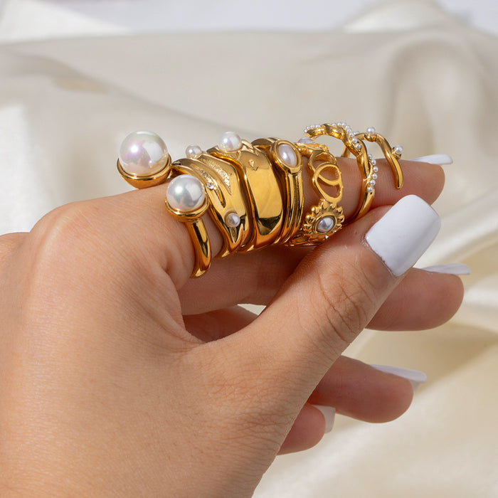 Stainless steel pearl ring