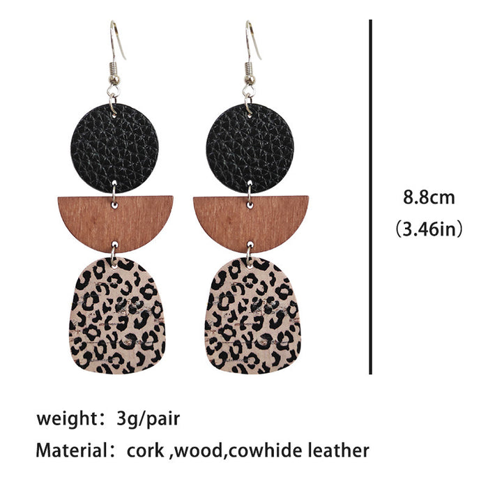 Wooden leopard print earrings