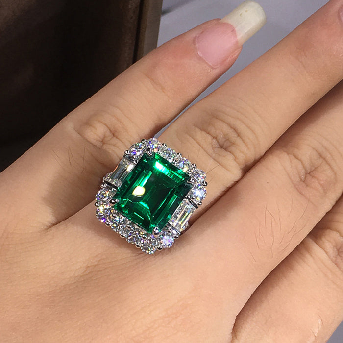 Anillo geométrico de alta gama con simulación de temperamento, anillo de lujo de estilo europeo y americano.
