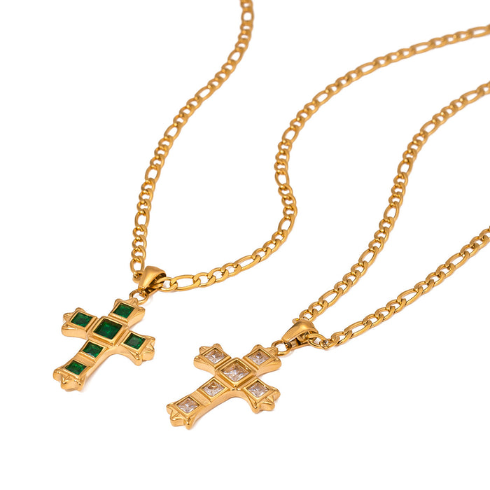 Zircon cross pendant necklace high-end titanium steel clavicle chain design