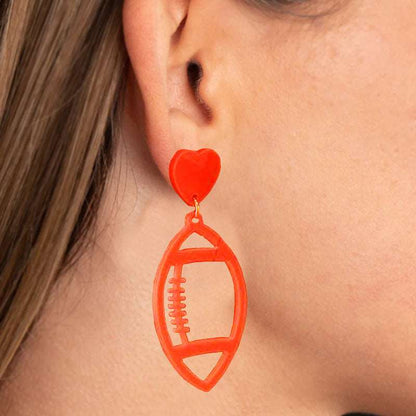 Hollow Acrylic Football Earrings