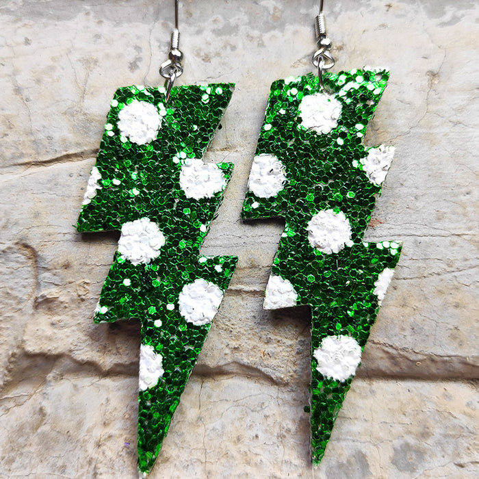 Carnival Style Glitter Lightning Leather Earrings with Bold Design