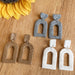 Handmade Morandi Color Clay Earrings - Geometric Embossed Design for a Vacation Look - wallojewerly 