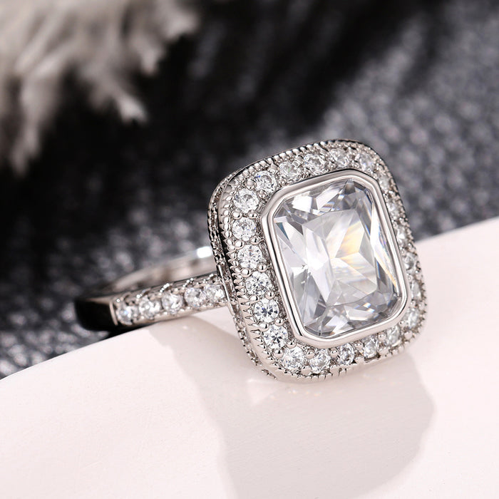 Rock sugar ring square princess banquet luxury women's ring