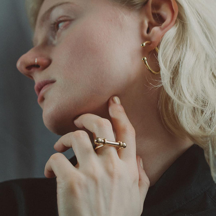 18k gold stainless steel pearl ring