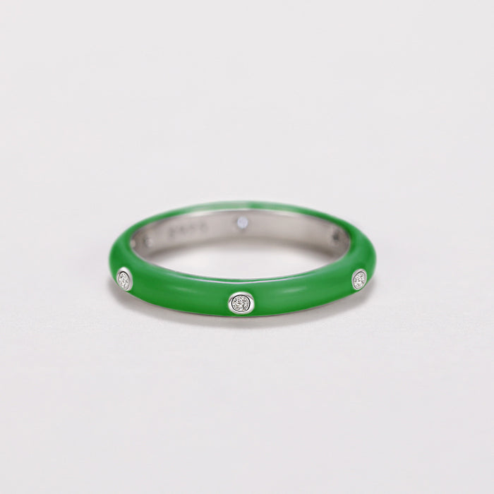 Anillo de gota de aceite de color arcoíris, anillo de circón minimalista y versátil