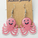 Pink octopus acrylic earrings - wallojewerly 