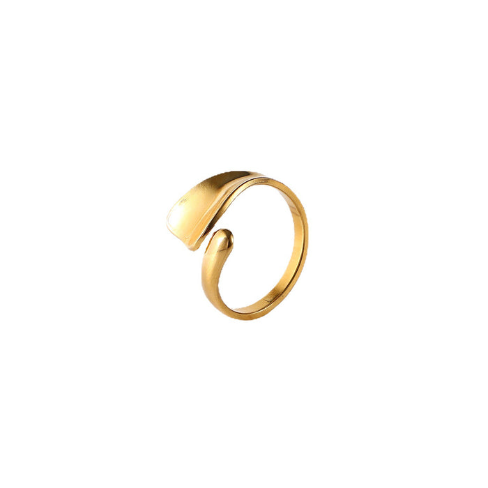 Textured 18K Gold Plated Stainless Steel Ring - High-End Fashion