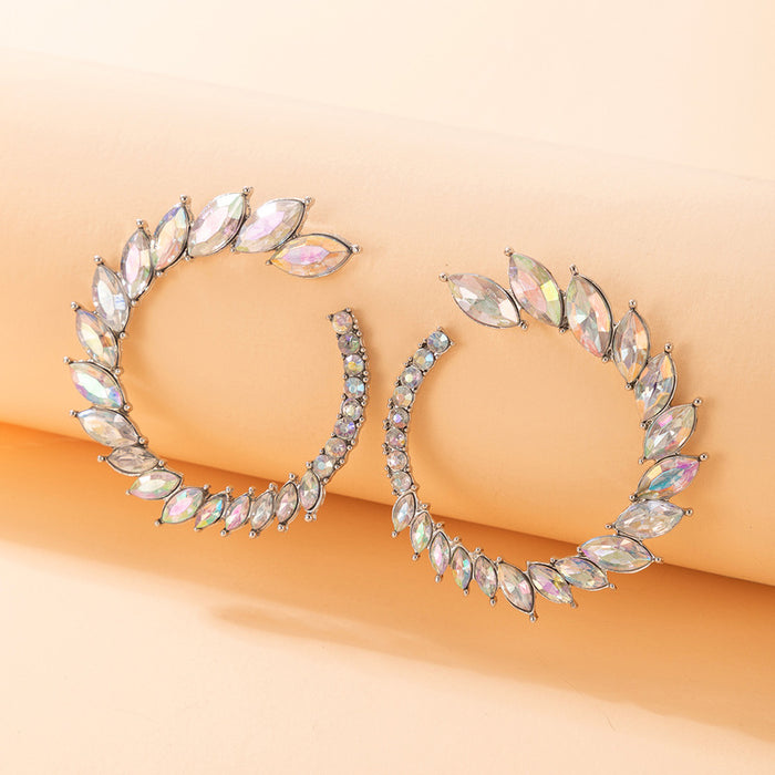 Colorful diamond stud earrings geometric hoop earrings