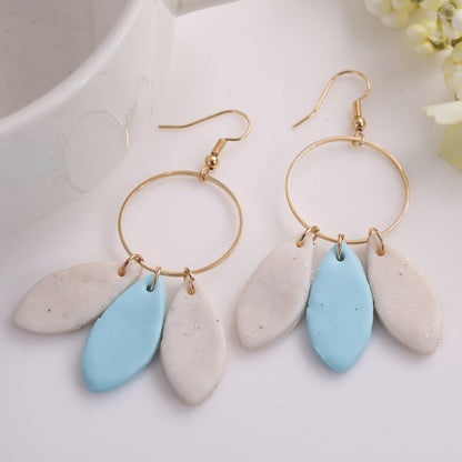 Modern Geometric Clay Earrings - Trendy Floral Design for a Chic Look