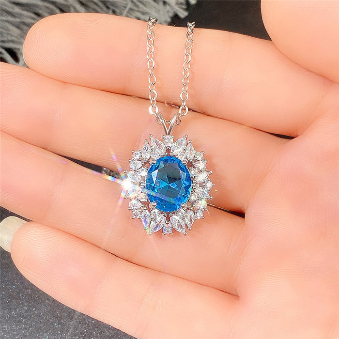 Imitation sapphire pendant colored gemstone necklace manufacturers supply wholesale