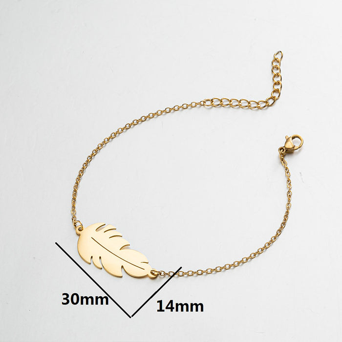 Leaf feather pendant bracelet, European and American light luxury creative jewelry wholesale