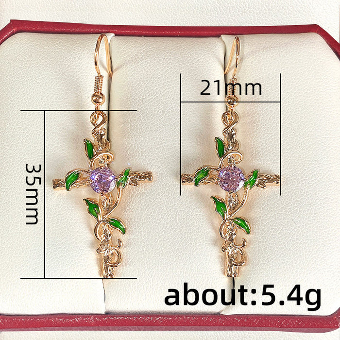 Leaf Drop Oil Zircon Earrings Women's Earrings Wholesale