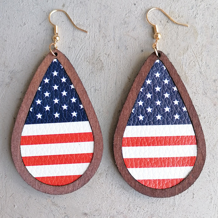 Wooden patriotic earrings