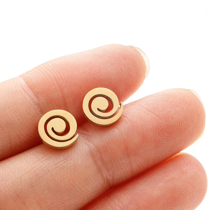 Geometric Spiral Stainless Steel Stud Earrings - Modern and Stylish Mini Jewelry