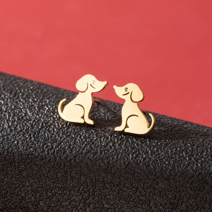 Dog Zodiac Stainless Steel Stud Earrings - Adorable and Playful Animal Jewelry