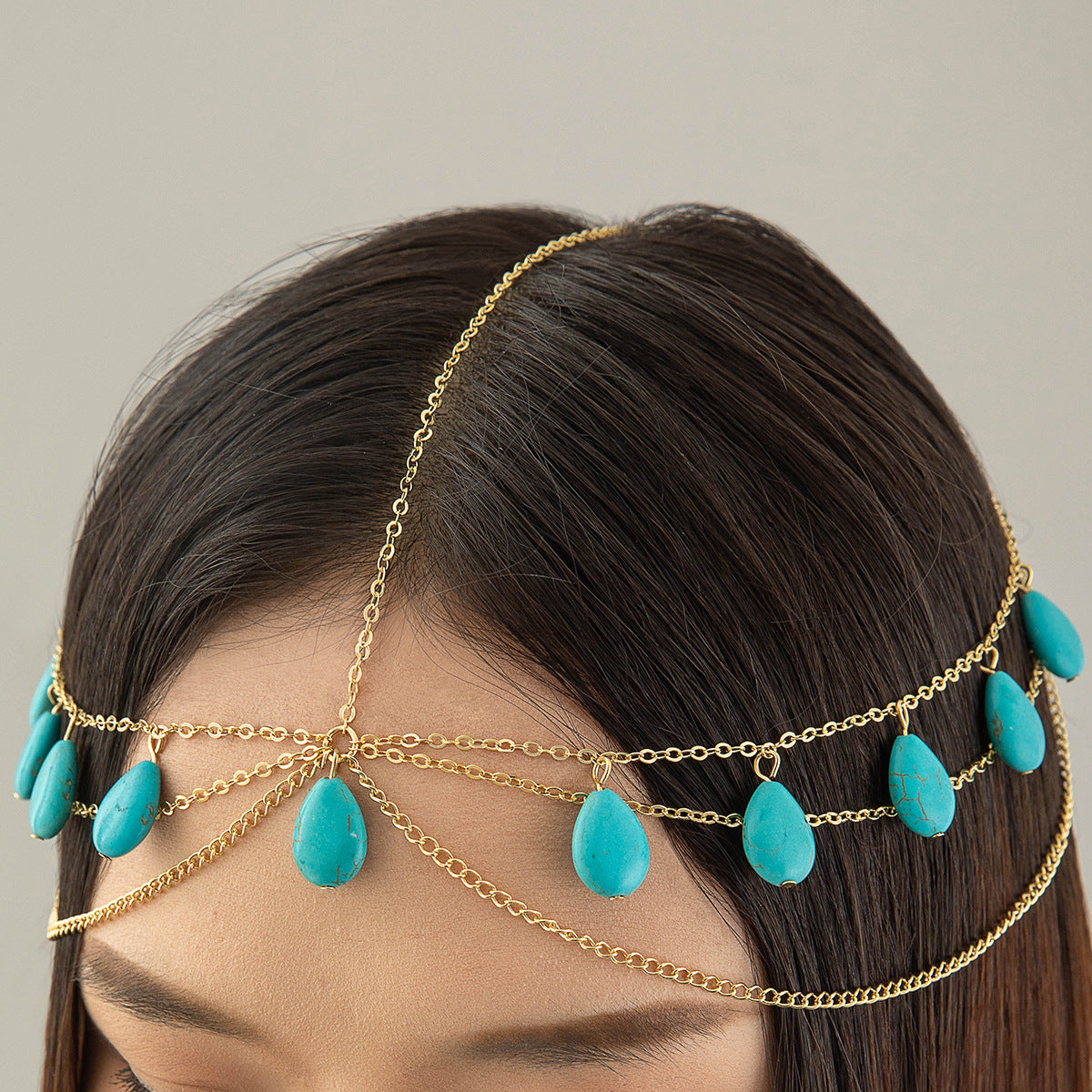 Pearl and Rhinestone Head chain Headband with Exotic Flair for Women