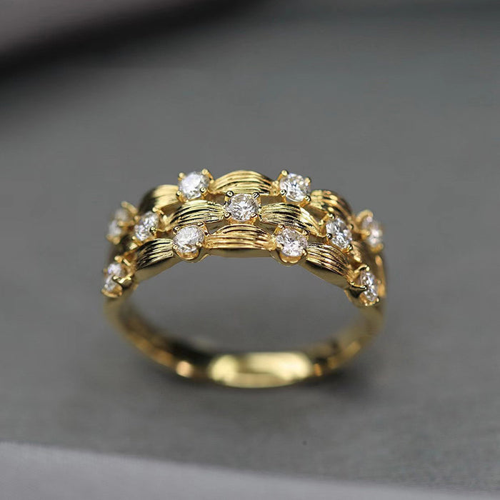 Anillo de corazón de cuatro garras, anillo brillante de moda para damas