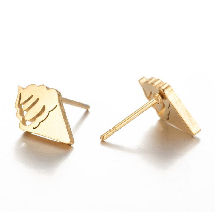 Ice Cream Cone Stainless Steel Stud Earrings - Sweet and Fun Summer Jewelry