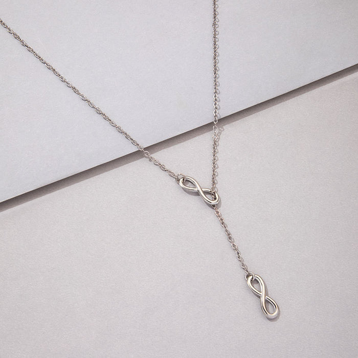 Adjustable Silver Infinity Pendant Necklace - Minimalist Korean Style Choker