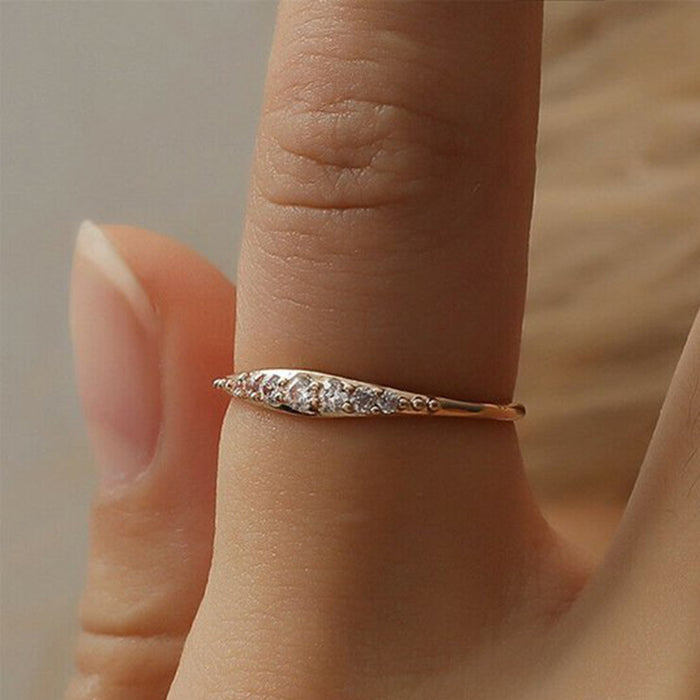 Simple zircon couple diamond ring versatile temperament electroplated diamond ring