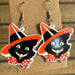 Halloween black cat acrylic earrings - wallojewerly 