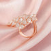 Leaf and wheat ear ring adjustable inlaid design ring - wallojewerly 