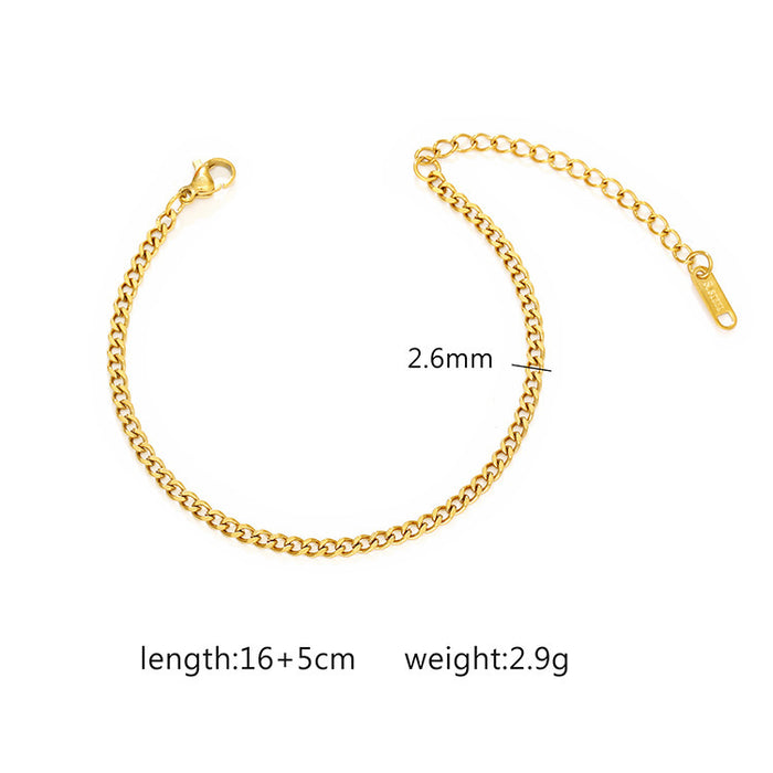 18K Gold Plated Stainless Steel Cuban Chain Women's Titanium Steel Bracelet