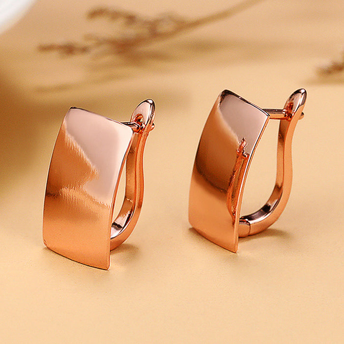 Rectangular earrings rose gold couple earrings