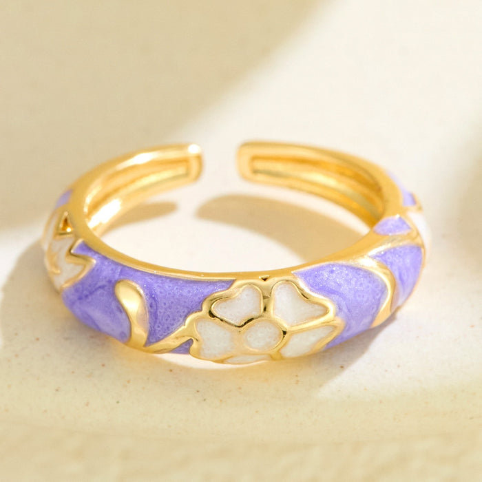 Wholesale copper dripping flower open rings