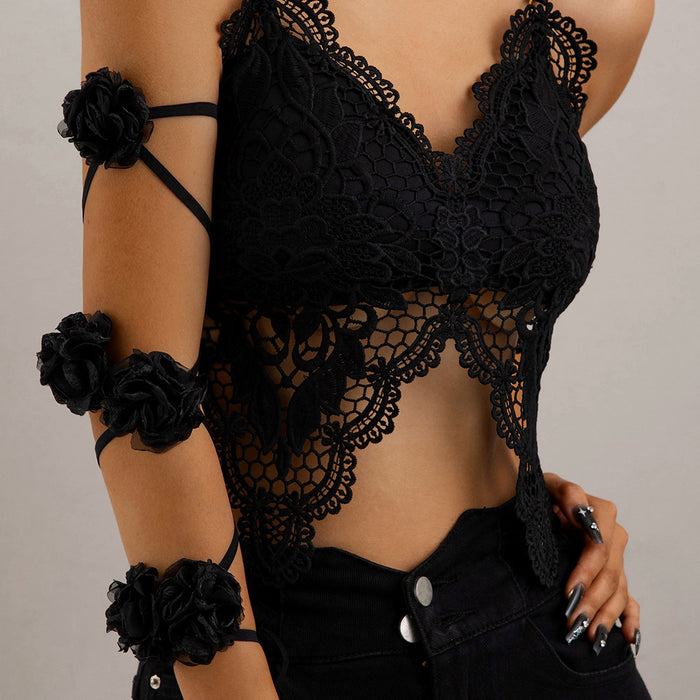 Halloween lace large flower cross high elastic arm chain jewelry