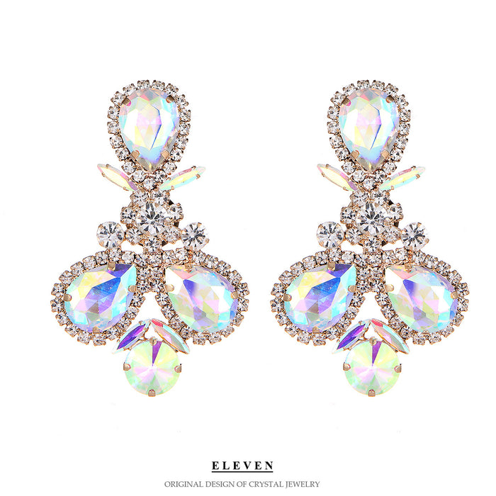 Geometric Zircon Earrings - Colorful Rhinestone Statement Jewelry for a Bold Look - wallojewerly 