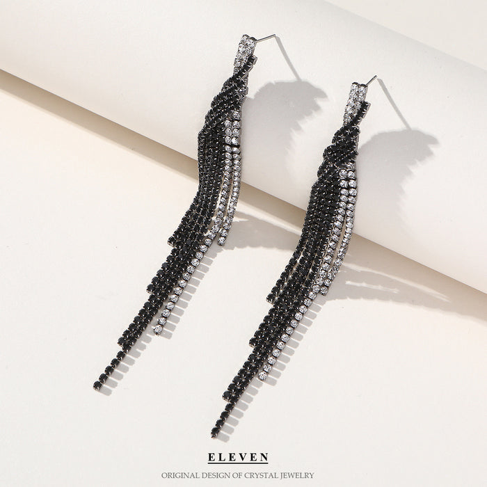 Vintage Long Tassel Earrings - S925 Silver Zircon Butterfly Dangle Earrings for Women - wallojewerly 