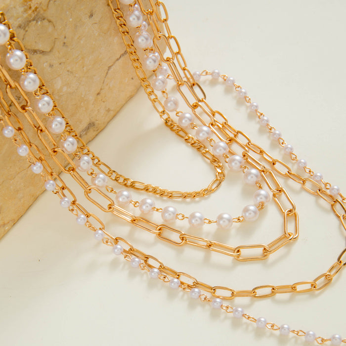 Triple Layer Pearl Necklace - Luxurious Long String Bead Jewelry for Women