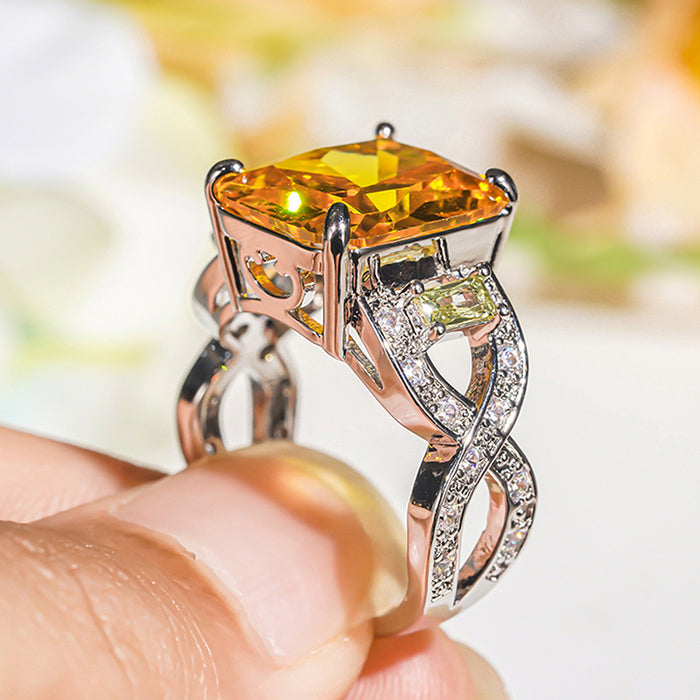 women's high-end four-claw bow single ring