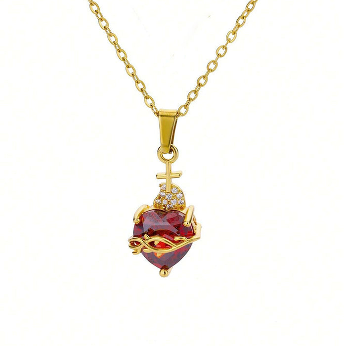 Ruby Heart of Thorns Necklace